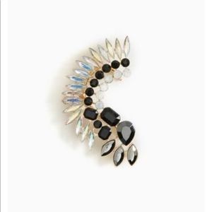 Jeweled feathered ear cuff